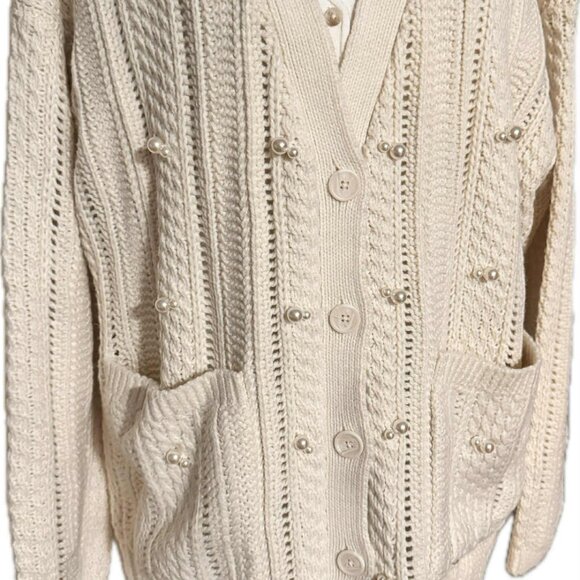 2X Future Collective NWT Women's Pearl Embellished Relaxed Cardigan - Picture 1 of 11